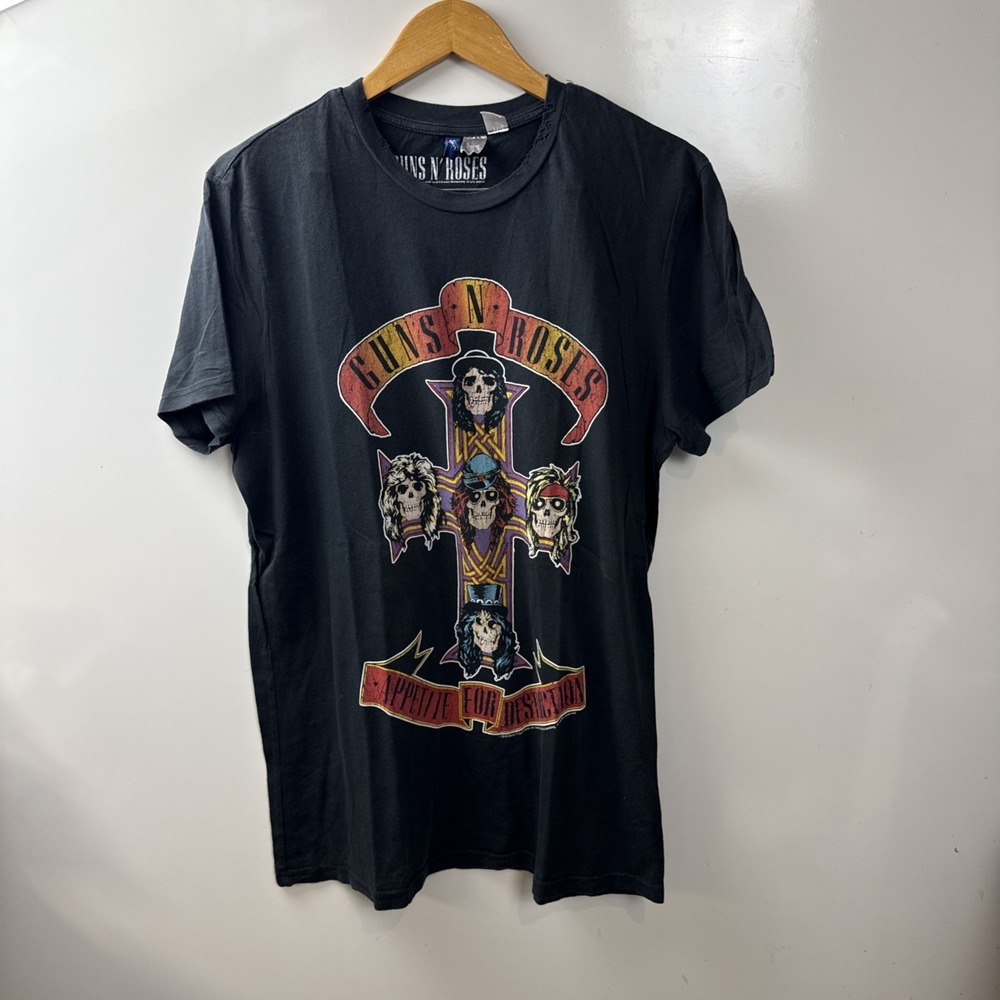 Guns N' Roses Appetite For Destruction Divided Women's Black Graphic Tee Size L